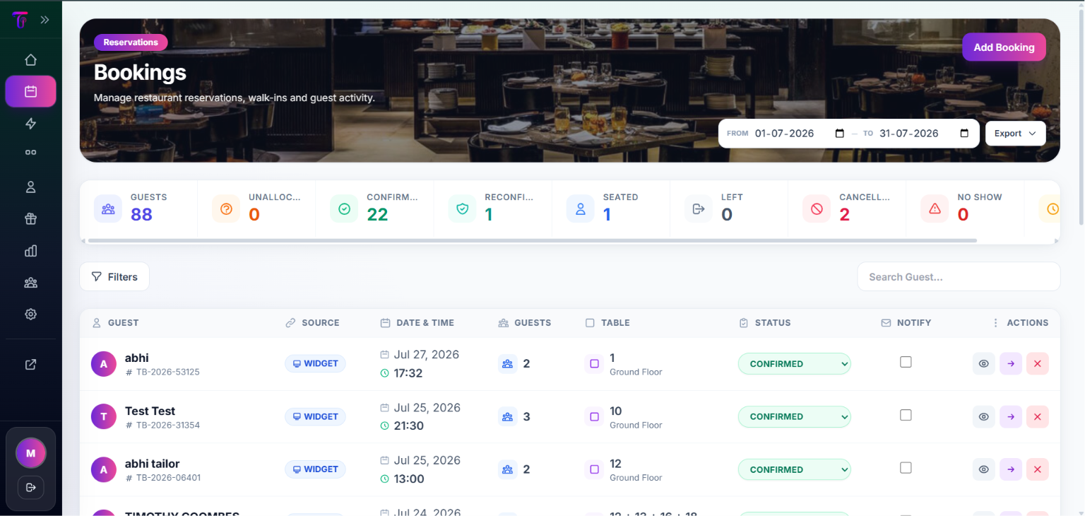 Centralised Booking Visibility
